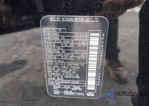 2019 Infiniti Qx50 Pure z USA, uszkodzony, nr VIN 3PCAJ5M32KF102648